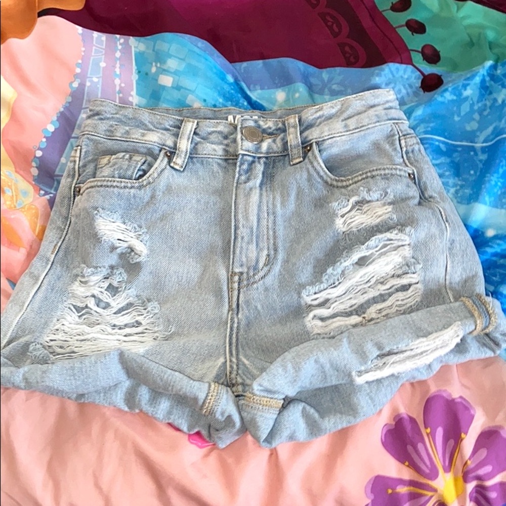 Blue Ripped Blue Mom Jeans